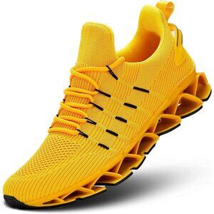 Men's Yellow Non Slip Lightweight Workout Breathable Mesh Fashion Sneakers